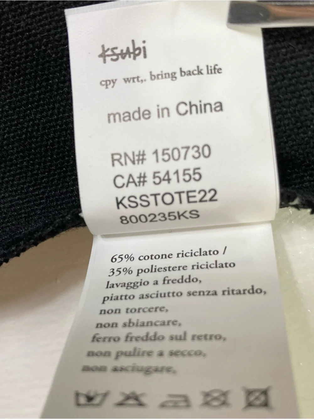 Nwot KSUBI Totebag Black-White Logo